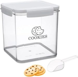 Bocaux à biscuits   | 1 Gallon Pot à biscuits Grand Ouverture Couvercle Hermétique Conteneur à Biscuits 4L Sans BPA Transparent Pot à Bonbons Récipients de Stockage Alimentaire Avec Cuillère Pour Bonbons, Biscuits, Sucre, Chocolat Et Snacks Bocaux à biscuits Bocaux à biscuits