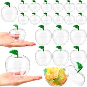 Bocaux à biscuits   | 24 Pcs Contenants en Forme de Pomme pour la Rentrée Scolaire – Pots en Plastique pour Bonbons – Idées de Cadeaux pour Enseignants – Décorations de Salle de Classe – Fournitures Scolaires (Transparent) Bocaux à biscuits Bocaux à biscuits