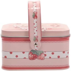 Bocaux à biscuits   | Boîte à biscuits en métal mignonne en forme de fraise, contenant des bonbons, vide, avec poignée, boîte rectangulaire de rangement pour biscuits, boîte à friandises pour Noël, mariage, baby shower, cadeau de fête. Bocaux à biscuits Bocaux à biscuits