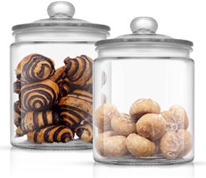 Bocaux à biscuits   | Bocal à biscuits élégant. 2 grands bocaux en verre avec couvercle. Bocaux pour plan de travail de cuisine avec couvercles, bocal à bonbons, bocaux apothicaires décoratifs, bocaux hermétiques d’un demi-gallon. Bocaux à biscuits Bocaux à biscuits