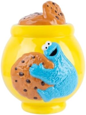 Bocaux à biscuits   | Bocal à biscuits Sesame Street avec couvercle | Récipient à collations | 20,5 x 21,1 x 26 cm | Bocal à bonbons | Décoration de cuisine | Conteneur de stockage alimentaire hermétique | Grand bocal à biscuits avec couvercle hermétique Bocaux à biscuits Bocaux à biscuits