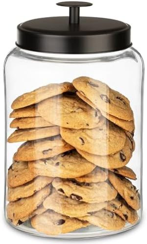 Bocaux à biscuits   | Jarre à biscuits en verre de 1 gallon avec couvercles en métal noir mat – Conteneur de stockage hermétique – Idéal pour les aliments, friandises, bonbons, aliments secs – Parfait pour la cuisine ou la buanderie – Pack de 1 Bocaux à biscuits Bocaux à biscuits