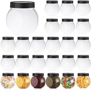 Bocaux à biscuits   | Pack de 24 bocaux en plastique avec couvercles de 19 oz – Bocaux transparents pour cookies, large ouverture, idéal pour le stockage de bonbons, cookies, grains de café, noix, épices – Contenants pour fêtes, cadeaux sucrés, décoration de table. Bocaux à biscuits Bocaux à biscuits