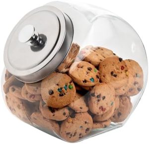 Bocaux à biscuits   | Vetri Pot à Bonbons en Verre de 1 Gallon avec Couvercle Chrome à Large Bec – Pots à Cookies en Verre Transparent pour Comptoir de Cuisine, Lavables au Lave-Vaisselle Bocaux à biscuits Bocaux à biscuits