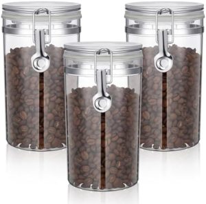 Bocaux et contenants alimentaires   | 3 Pcs Boîtes de Café 45Oz Contenants de Stockage en Plastique Organisateur de Station à Café Bocaux à Café avec Couvercle et Clip de Verrouillage pour Café Moulu, Grains de Café, Noix Bocaux et contenants alimentaires Bocaux et contenants alimentaires