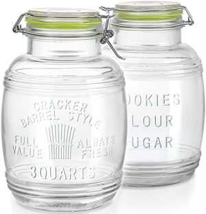 Bocaux et contenants alimentaires   | Bocaux en verre de 98 oz avec couvercles – Bocaux de rangement en verre, bocaux de 3 quarts avec couvercles hermétiques pour canisters de cuisine, pack de 2 Bocaux et contenants alimentaires Bocaux et contenants alimentaires