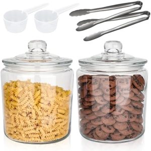 Bocaux et contenants alimentaires   | Ensemble de 2, bocal en verre d’un gallon, grands bocaux en verre avec couvercles hermétiques, conteneur de rangement transparent pour garder la fraîcheur, canisters d’organisation alimentaire pour la cuisine pour bonbons, farine, sucre, café. Bocaux et contenants alimentaires Bocaux et contenants alimentaires