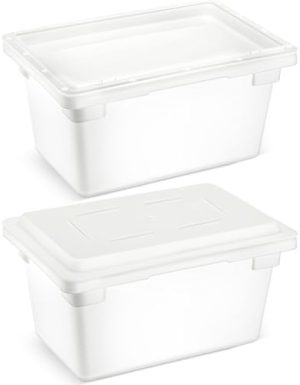 Conteneurs alimentaires   | Pack de 2 Boîtes de Rangement Alimentaire, Contenants Alimentaires Commerciaux Résistants au Congélateur et au Lave-Vaisselle, Bacs de Rangement avec Couvercles pour Fruits, Légumes, Grains, Organisation à Domicile, Blanc (5 Gallons) Conteneurs alimentaires Conteneurs alimentaires