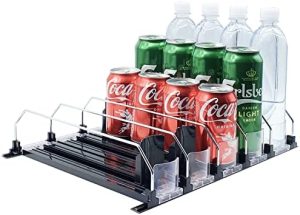 Distributeurs de canettes empilables   | Organisateur de Boissons pour Réfrigérateur – Distributeur de Soda avec Glissière Douce et Rapide – Largeur Ajustable (5,31 cm) Distributeurs de canettes empilables Distributeurs de canettes empilables