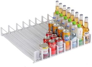 Distributeurs de canettes empilables   | Organisateur de boissons pour réfrigérateur, pousseur automatique de canettes de bière et de soda pour réfrigérateur, distributeur de boissons ajustable en longueur et en largeur, organisation du réfrigérateur, 8 rangées. Distributeurs de canettes empilables Distributeurs de canettes empilables