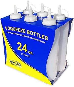 Distributeurs de nourriture   | 26207 Bouteilles Squeeze, Plastique, 24 Oz, Transparent, Pack de 6 Distributeurs de nourriture Distributeurs de nourriture