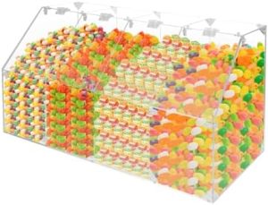 Distributeurs de nourriture   | Distributeur Alimentaire en Acrylique Transparent avec Partition : Conteneur à Épices Transparent pour Présentation, Bocal à Donuts et Cookies, Bac de Présentation pour Bonbons, Céréales et Haricots en Chocolat. Distributeurs de nourriture Distributeurs de nourriture