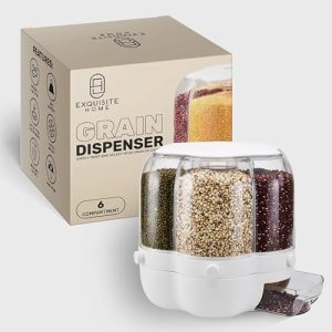 Distributeurs de nourriture   | Distributeur de nourriture sèche de 18 livres avec 6 compartiments – Conteneur à riz à rotation de 36° – Conteneur de rangement pour garde-manger – Distributeur de céréales, lentilles et grains – Organisation et stockage de garde-manger Distributeurs de nourriture Distributeurs de nourriture