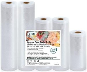 Distributeurs de sirop et de miel   | Sacs à rouleaux pour scelleuse sous vide : 6″X2’X1 rouleau, 8″X2’X2 rouleaux et 11″X2’X2 rouleaux, total de 5 rouleaux de scelleuse sous vide par Yish. Idéal pour Food Saver, Seal A Meal, parfait pour le stockage alimentaire sous vide ou la cuisson sous vide. Distributeurs de sirop et de miel Distributeurs de sirop et de miel