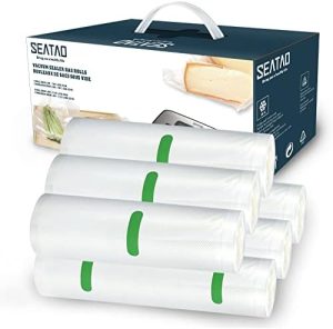 Distributeurs de sirop et de miel   | Sacs de Scellage Sous Vide, Pack de 6, 3 Rouleaux de 11″X20′ et 3 Rouleaux de 8″X20′ Sacs de Scellage Sous Vide pour Aliments, Matériau Dégradable Écologique, Compatible Micro-ondes et Congélateur, Cuisine Sous Vide Distributeurs de sirop et de miel Distributeurs de sirop et de miel