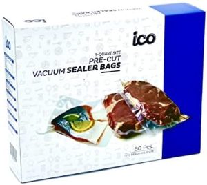 Distributeurs de sirop et de miel   | Sacs sous vide Ico Clear pour Foodsaver, taille quart, paquet de 50 (sacs de stockage sous vide pour congélateur) certifiés sans BPA et sans phtalates. Distributeurs de sirop et de miel Distributeurs de sirop et de miel