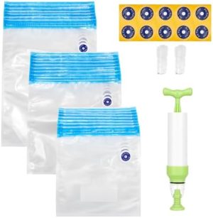 Distributeurs de sirop et de miel   | Sacs Sous Vide Réutilisables 3 Tailles – Pack de 30 avec Pompe à Main, Clips de Scellement pour la Cuisson Sous Vide et le Stockage Alimentaire Distributeurs de sirop et de miel Distributeurs de sirop et de miel