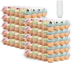 Porte-gâteaux   | (24 Paquet X 10 Ensembles) Porte-gâteaux empilables avec 240 caissettes à cupcakes, boîtes en plastique pour 24 cupcakes, plateaux à cupcakes transparents, conteneurs à cupcakes avec couvercle haut et dôme. Porte-gâteaux Porte-gâteaux