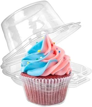 Porte-gâteaux   | Contenants individuels pour cupcakes, 100 pièces de boîtes à cupcakes en plastique transparent, porte-cupcakes jetables avec couvercle en dôme, transporteur empilable pour muffins pour mariage et baby shower. Porte-gâteaux Porte-gâteaux