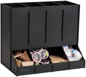 Supports pour capsules de café   | Distributeur de dosettes de café à portion unique et de condiments, capacité de 120 dosettes, salle de pause, 14,5″ L x 9″ l x 12,25″ H, noir Supports pour capsules de café Supports pour capsules de café