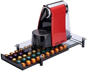 Supports pour capsules de café   | Organisateur de tiroir pour capsules de café Originaline, support de rangement en verre trempé cristal (50 capsules) Supports pour capsules de café Supports pour capsules de café