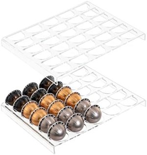 Supports pour capsules de café   | Plateau de rangement pour 2 ensembles de capsules de café Vertuoline, organisateur d’insertion de tiroir pour 60 capsules, tiroir de cuisine, maison, bureau – Transparent Supports pour capsules de café Supports pour capsules de café