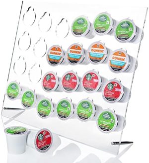 Supports pour capsules de café   | Porte-K Cup en acrylique transparent pour comptoir – Support moderne pour capsules de café – Organisateur de rangement pour 24 K Cup pour maison, bureau, comptoir de cuisine – Élégant porte-capsules Keurig, cadeau parfait. Supports pour capsules de café Supports pour capsules de café