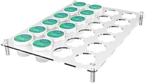 Supports pour capsules de café   | Support à capsules de café en acrylique à plateau plat, organiseur de capsules de café pour K-Cup, tiroir d’insertion pour capsules de café pour bureau, maison ou cuisine (24 trous) Supports pour capsules de café Supports pour capsules de café