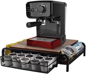 Supports pour capsules de café   | Support à capsules de café rustique pour K Cups, tiroir de rangement de 30 capsules avec paniers latéraux organisateurs pour station de café, marron. Supports pour capsules de café Supports pour capsules de café