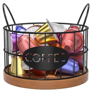 Supports pour capsules de café   | Support de capsules de café, organisateur rustique de porte-capsules K pour comptoir, organisateur de rangement pour capsules de café pour accessoires de bar à café (Noir-02) Supports pour capsules de café Supports pour capsules de café