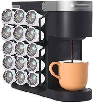 Supports pour capsules de café   | Support de capsules de café pour capsules K Keurig, étagère de rangement pour capsules K-Cup à montage latéral, parfait pour les petits comptoirs (noir, pack de 3 pour 15 capsules K) Supports pour capsules de café Supports pour capsules de café