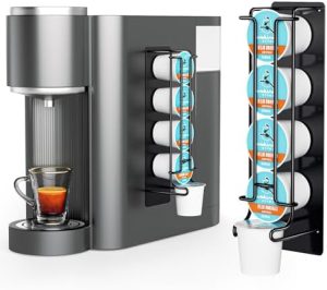 Supports pour capsules de café   | Support de K Cup à fixer au mur, support de dosettes de café pour petits espaces de comptoir, adapté pour être collé sur machine à café, réfrigérateur, mur et comptoir (1 pièce) Supports pour capsules de café Supports pour capsules de café