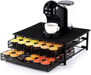 Supports pour capsules de café   | Tiroir de rangement pour capsules de café compatible avec les capsules K Cup et Dolce Gusto, organisateur de stockage de dosettes de café, noir, capacité de 72 dosettes. Supports pour capsules de café Supports pour capsules de café