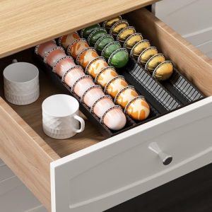 Supports pour capsules de café   | Tiroir de rangement pour dosettes de café compatible avec 40 capsules Nespresso Vertuo, support pour dosettes Nespresso pour tiroir de cuisine, bureau, plan de travail. Supports pour capsules de café Supports pour capsules de café