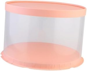 Transporteurs de gâteaux   | 1 Boîte à gâteaux avec couvercle en papier pour aliments, support à gâteaux transparent, transporteur de gâteaux, contenants en carton pour boulangerie, présentoir à gâteaux avec dôme, assiettes à gâteaux de mariage, couvercle en papier rond rose en plastique. Transporteurs de gâteaux Transporteurs de gâteaux