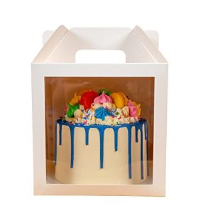 Transporteurs de gâteaux   | 1-Pack Boîte à Gâteau 8X8X8 Pouces | Boîte à Gâteau Haute avec Poignée | Boîte à Gâteau de 8 Pouces | Petite Boîte à Gâteau | Transporteur de Gâteau Haut | Petite Boîte de Boulangerie | Conteneur de Transport de Gâteau | Emballage de Boulangerie | Boîte à Gâteau à 2 Niveaux Transporteurs de gâteaux Transporteurs de gâteaux