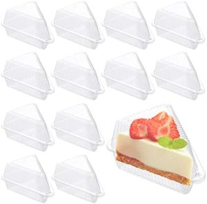 Transporteurs de gâteaux   | 1 pièce de conteneurs à tranche de gâteau avec couvercles, boîte à dessert en plastique transparent en forme de triangle, boîtes à cheesecake, conteneurs pour desserts, transporteurs de gâteau, conteneur à tranche unique, emballage à emporter de boulangerie. Transporteurs de gâteaux Transporteurs de gâteaux