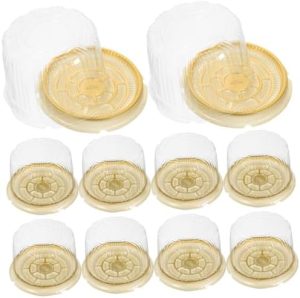 Transporteurs de gâteaux   | 10 pièces Boîte à gâteau Porte-dessert en plastique Petits conteneurs en plastique Porte-gâteau Couverture de gâteau Conteneur transparent avec couvercle Contenants à gâteau avec couvercles Dôme de service Le Pet Transporteurs de gâteaux Transporteurs de gâteaux