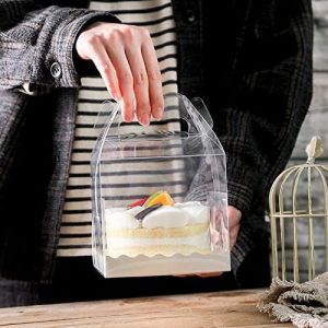 Transporteurs de gâteaux   | 10 pièces de boîtes à gâteaux transparentes, boîte cadeau transparente de 5,5 x 5,5 pouces, boîtes en plastique pour cupcakes et bonbons, conteneurs portables pour un gâteau individuel, idéales pour les mariages, les anniversaires et les cadeaux de baby shower. Transporteurs de gâteaux Transporteurs de gâteaux