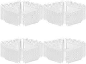 Transporteurs de gâteaux   | 100 Pcs Boîte à Gâteau Triangulaire Petits Conteneurs en Plastique Avec Couvercles Conteneur à Tarte Avec Couvercle Transporteur de Gâteau Mini Contenants Avec Couvercles Clamshell Le Couvercle Transparent Pet Mezzanine Transporteurs de gâteaux Transporteurs de gâteaux