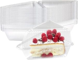 Transporteurs de gâteaux   | 100 Pcs Contenants à Tranche de Gâteau avec Couvercle, Boîtes Triangulaires Transparentes en Plastique Individuelles Jetables pour Cheesecake, Flan, Cupcake, Tranche de Dessert – À Emporter, Mini Jetables Transporteurs de gâteaux Transporteurs de gâteaux