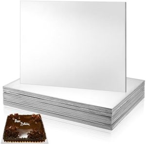 Transporteurs de gâteaux   | 12 Pcs Plateau à Gâteau Rectangulaire en Carton Graisseux, 1/4 Pouce d’Épaisseur, Plaque de Gâteau en Aluminium Ondulé, Base de Gâteau pour Gâteaux et Desserts (Argent, 14 x 19 Pouces) Transporteurs de gâteaux Transporteurs de gâteaux