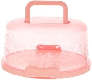 Transporteurs de gâteaux   | 1Pc Boîte à Gâteau avec Couvercle et Poignée, Conteneur de Transport pour Gâteau, Garde-Gâteau en Plastique avec Couvercle Rose Transporteurs de gâteaux Transporteurs de gâteaux