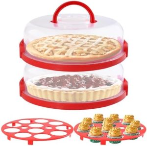 Transporteurs de gâteaux   | 2 pièces de conteneur en plastique avec couvercle pour transporter des cheesecakes, convient pour des gâteaux et cupcakes jusqu’à 12 pouces, idéal pour les mariages, les fêtes de bébé et les fêtes de Noël. Transporteurs de gâteaux Transporteurs de gâteaux