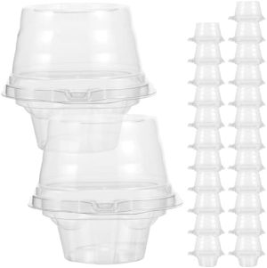 Transporteurs de gâteaux   | 25 pièces de boîtes à cupcakes transparentes, conteneurs en plastique individuels pour cupcakes, boîtes à cupcakes simples, supports de stockage pour cupcakes, transporteurs de desserts. Transporteurs de gâteaux Transporteurs de gâteaux