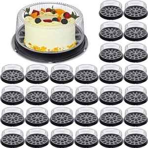 Transporteurs de gâteaux   | 30 Pièces Contenants à Gâteau avec Couvercles Transporteur de Gâteau Rond 11 Pouces Contenants en Plastique pour Gâteau avec Couvercle Contenants à Gâteau Jetables Transporteurs pour Nourriture Gâteau Transporteurs pour Gâteau d’Animaux Transporteurs de gâteaux Transporteurs de gâteaux