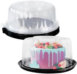 Transporteurs de gâteaux   | 5 pièces de porte-gâteaux ronds de 1 pouce, conteneurs à gâteaux en plastique jetables avec couvercles en dôme, boîtes à gâteaux Bundt transparentes Transporteurs de gâteaux Transporteurs de gâteaux