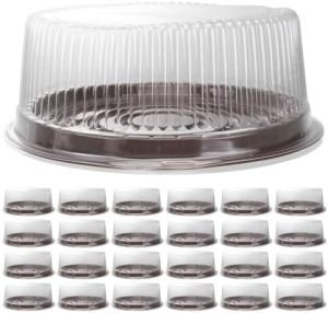 Transporteurs de gâteaux   | Conteneurs à Cupcakes, Conteneur à Pain, 25 Pcs Conteneur à Gâteau en Plastique avec Couvercles Transparents, Boîtes de Transport de Gâteau Ronde, Conteneurs à Gâteau, Conteneurs à Cupcakes pour Animaux de Bureau, 24X24X8 cm Transporteurs de gâteaux Transporteurs de gâteaux