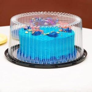 Transporteurs de gâteaux   | Conteneurs à gâteau jetables en plastique de 9” avec couvercles en dôme transparent et plateaux à gâteau | 3 transporteurs de gâteaux ronds pour le transport | Boîtes transparentes pour gâteaux Bundt | Conteneurs de présentation pour gâteaux de 2 à 3 couches (5) Transporteurs de gâteaux Transporteurs de gâteaux