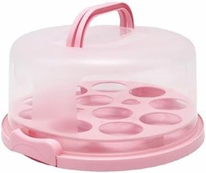 Transporteurs de gâteaux   | Porte-gâteau de 1 pouce avec couvercle et poignée, porte-cupcake, support à cupcakes portable rond – Base double pour tartes, biscuits, noix, fruits, etc. – Convient pour un gâteau de 1 pouce, cadeaux parfaits. Transporteurs de gâteaux Transporteurs de gâteaux